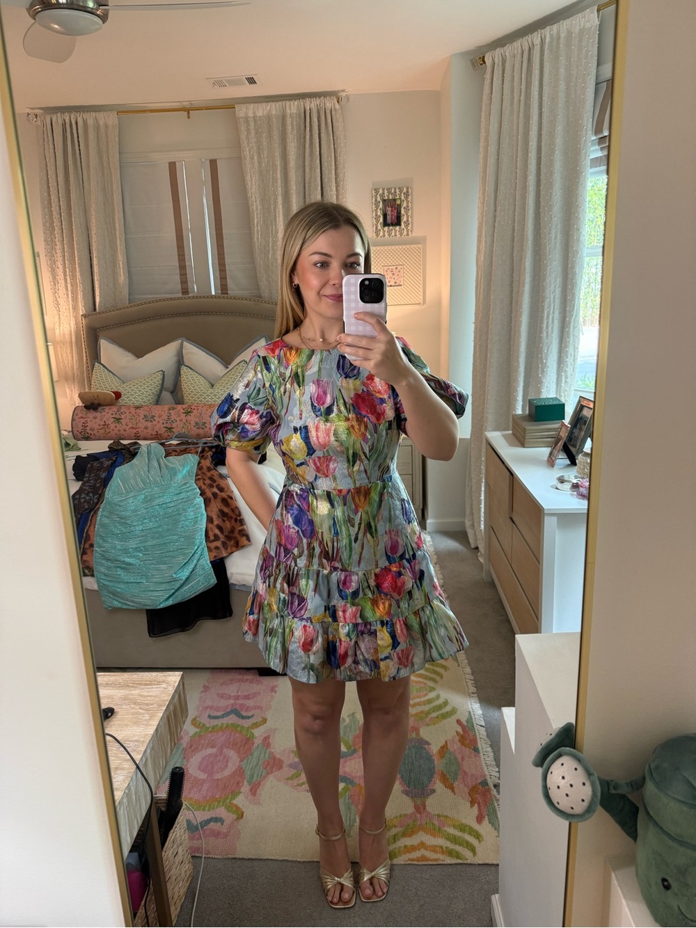 Milly Multicolor Floral Short Tiered Dress